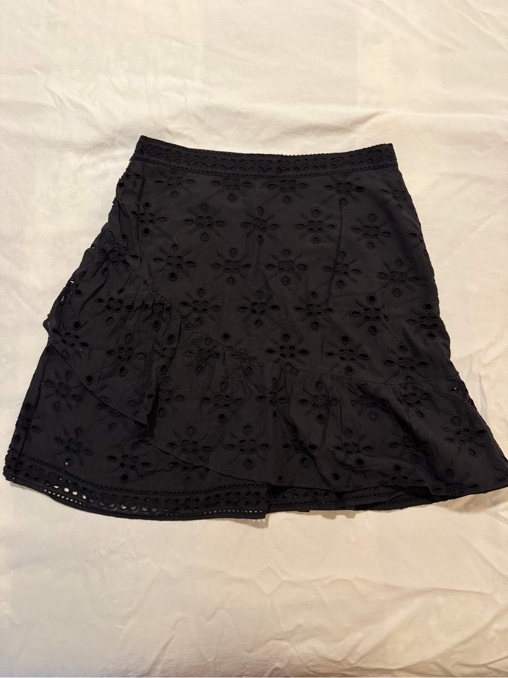 Express Black Eyelet A-Line Skirt